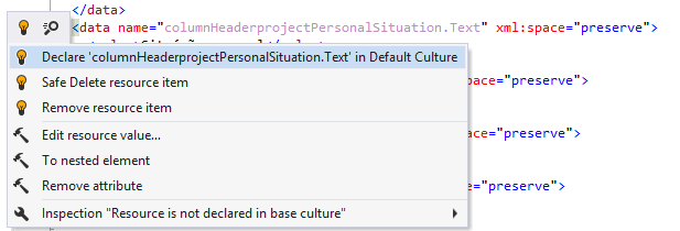 ReSharper helps declare resource entry in the default culture