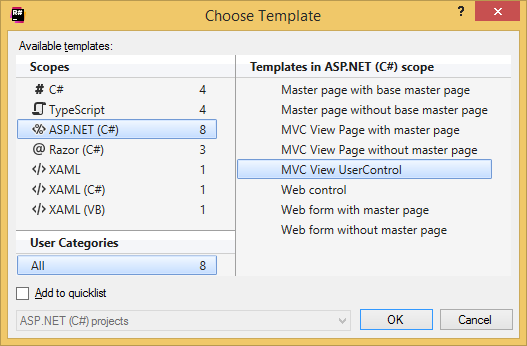 'Choose Template' dialog box helps selecting file and surround templates 'Choose Template' dialog box helps selecting file and surround templates