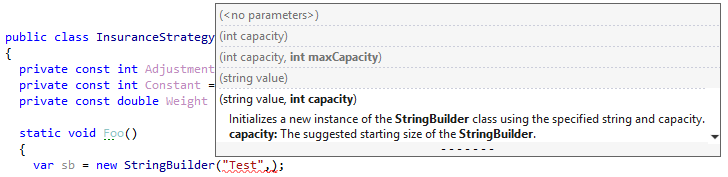 Parameter information for a method with many overloads Parameter information for a method with many overloads