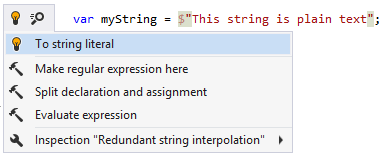 Converting string interpolation without parameters into string literal Converting string interpolation without parameters into string literal