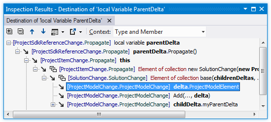 Value destination hierarchy in the Inspection Results window