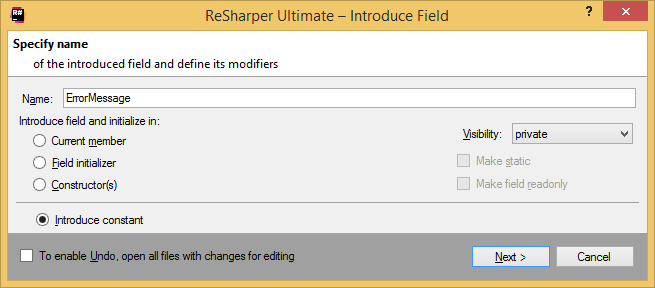 ReSharper. Introduce Field refactoring ReSharper. Introduce Field refactoring