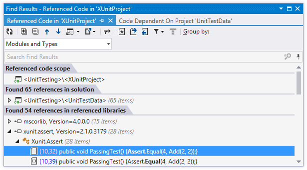 ReSharper helps find code referenced from a project
