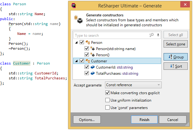 Generating constructors for C++ class Generating constructors for C++ class