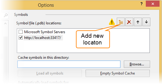 Debugging symbols options in Visual Studio