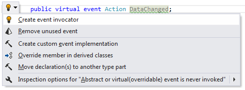 'Create event invocator' fix in the action list