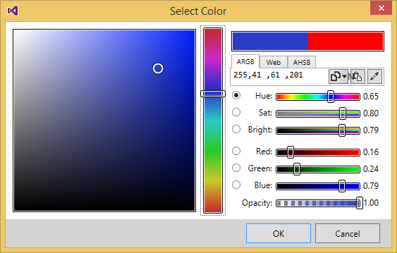 Changing color definition in C# with a visual editor