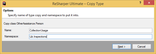 ReSharper. Copy Type refactoring ReSharper. Copy Type refactoring