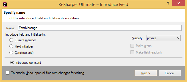 ReSharper. Introduce Field refactoring