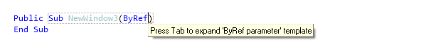 Reference Options Templates Live Templates Predefined VB NET Other byref before