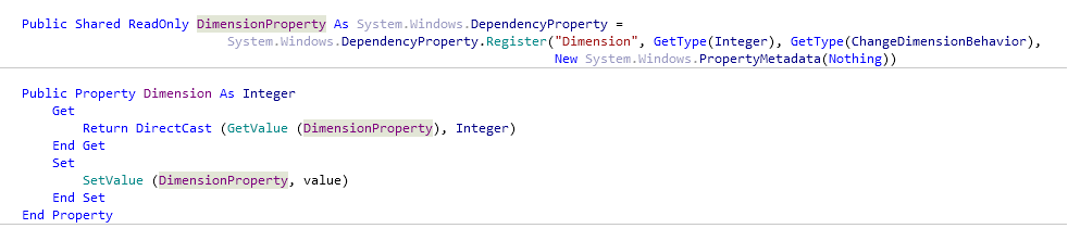 Reference Options Templates Live Templates Predefined VB NET Other dependencyProperty after