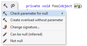 ReSharper: Checking parameter for null