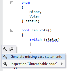 Generating missing case statements in C++