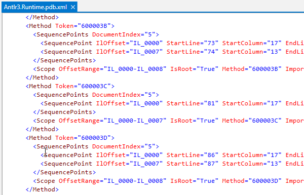 ReSharper: PDB contents displayed as an XML file