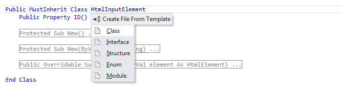 ReSharper by Language Visual Basic Create File