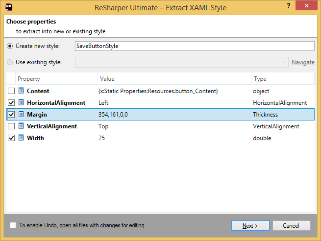 ReSharper by Language XAML Refactorings Extract Style 02