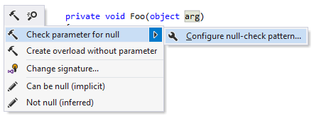 ReSharper: a shortcut for configuring null-check pattern