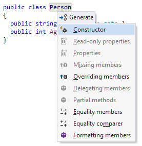 ReSharper: Generate constructor ReSharper: Generate constructor