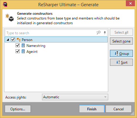 ReSharper: Generate constructor ReSharper: Generate constructor