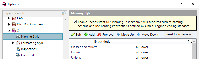 ReSharper: Applying UE4 naming conventions