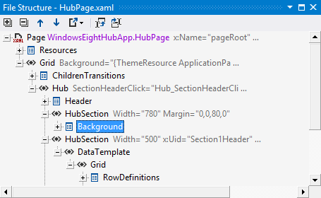 ReSharper shows structure of a XAML file ReSharper shows structure of a XAML file
