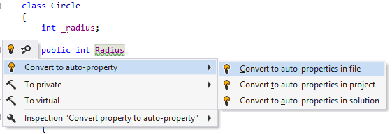 'Convert to auto-property' quick-fix 'Convert to auto-property' quick-fix