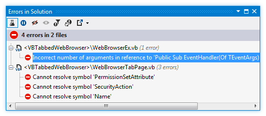 ReSharper:Visual Basicのサポート。ソリューションのエラー ReSharper: Visual Basic support. Errors in Solution