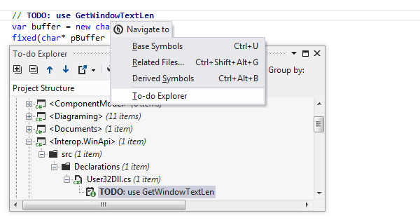 ReSharper: Navigating from To-do item in the editor to the To-do Explorer ReSharper: Navigating from To-do item in the editor to the To-do Explorer