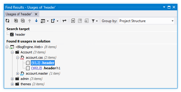 ReSharper: Finding usages of a CSS selector ReSharper: Finding usages of a CSS selector