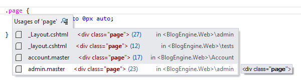 ReSharper: Navigation from CSS selector to its usages in markup files ReSharper: Navigation from CSS selector to its usages in markup files