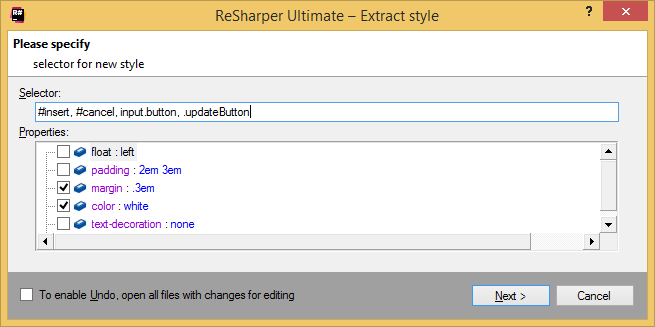 Extracting CSS styles to a new rule-set Extracting CSS styles to a new rule-set