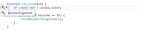 ReSharper: Reverse assignment context action in JavaScript ReSharper: Reverse assignment context action in JavaScript