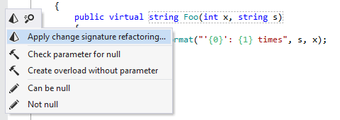 Applying the Change Signature refactoring inline Applying the Change Signature refactoring inline