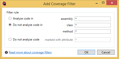 dotCover: Add/Edit Coverage Filter dialog dotCover: Add/Edit Coverage Filter dialog