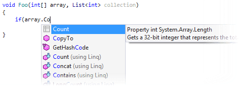 Completing mistyped Count property for array Completing mistyped Count property for array