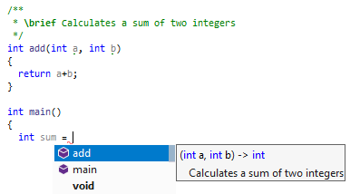 Basic completion in C++ Basic completion in C++