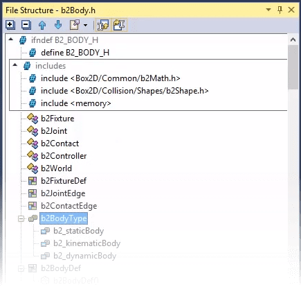Viewing file structure of a C++ file Viewing file structure of a C++ file