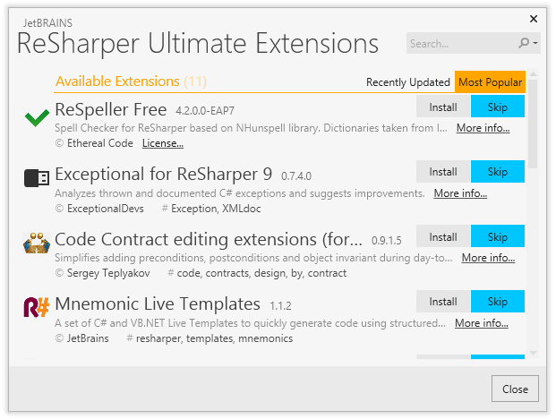 ReSharper: Extension Manager ReSharper: Extension Manager