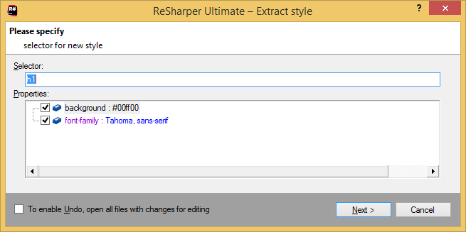 Extract Style refactoring in HTML Extract Style refactoring in HTML