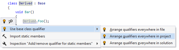 Suggestion to qualify with the base type name Suggestion to qualify with the base type name