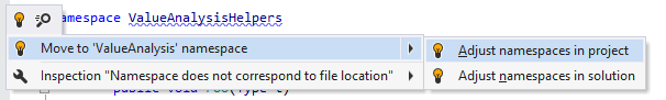 ReSharper quick-fix to synchronize namespace to the file location ReSharper quick-fix to synchronize namespace to the file location
