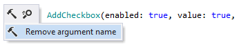 Context action to add or remove argument names Context action to add or remove argument names
