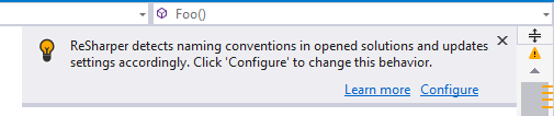 ReSharper: Naming rules auto-detection notification ReSharper: Naming rules auto-detection notification