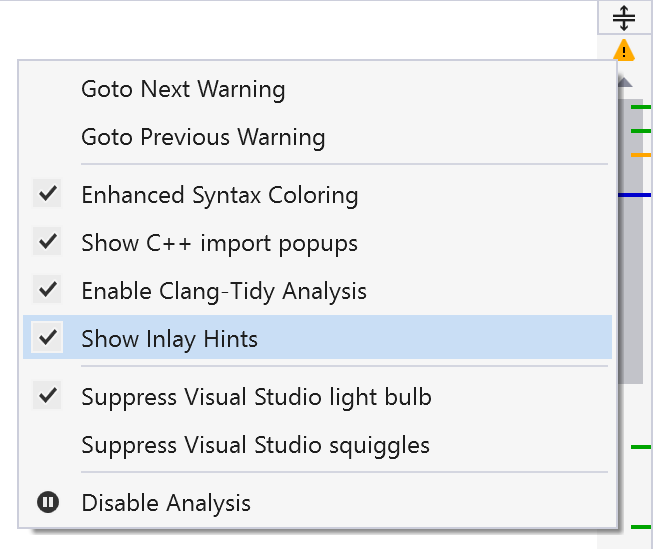ReSharper;ステータスインジケータからパラメータ名のヒントを切り替える ReSharper; switching parameter name hints from the status indicator