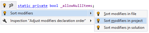 Sorting modifiers Sorting modifiers