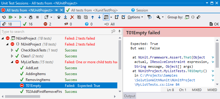 ReSharper: Unit test sessions ReSharper: Unit test sessions