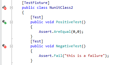 ReSharper shows different indicators for unit tests in the editor ReSharper shows different indicators for unit tests in the editor
