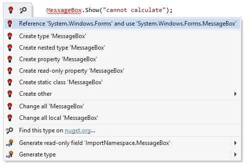 ReSharper helps add missing using statement and assembly reference ReSharper helps add missing using statement and assembly reference