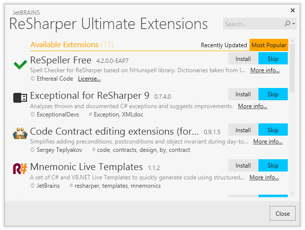 ReSharper: Extension Manager