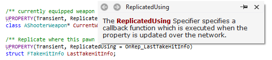 ReSharper: Quick documentation for Unreal Engine reflection specifiers ReSharper: Quick documentation for Unreal Engine reflection specifiers